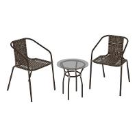 Conjunto Para Jardim Com Mesa De Centro Vidro 50cm E 2 Cadeiras Junco Multimóveis Cr8007 Café Mesclado - 2