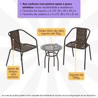 Conjunto Para Jardim Com Mesa De Centro Vidro 50cm E 2 Cadeiras Junco Multimóveis Cr8007 Café Mesclado