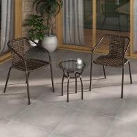 Conjunto Para Jardim Com Mesa De Centro Vidro 50cm E 2 Cadeiras Junco Multimóveis Cr8007 Café Mesclado - 5