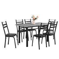 Conjunto De Mesa Itália Com 6 Cadeiras 1,40m Preto / Floral Granito Artefamol Preto Fosc - 1