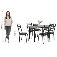 Conjunto De Mesa Itália Com 6 Cadeiras 1,40m Preto / Floral Granito Artefamol Preto Fosc - 2