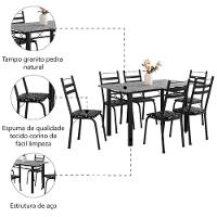 Conjunto De Mesa Itália Com 6 Cadeiras 1,40m Preto / Floral Granito Artefamol Preto Fosc - 3