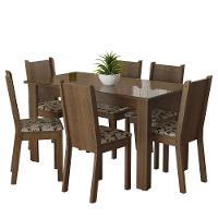 Conjunto Mesa de Jantar 6 Cadeiras Rustic-bege Marrom - 9