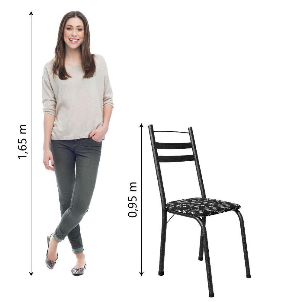 Conjunto Com 4 Cadeiras Tubular Itália Preto Floral Artefamol Preto Fosc - 2