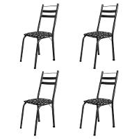 Conjunto Com 4 Cadeiras Tubular Itália Preto Floral Artefamol Preto Fosc - 1