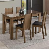 Conjunto Sala De Jantar Mesa Tampo De Vidro 4 Cadeiras Rustic/sintético Preto Kiara Madesa Rustic/preto - 1