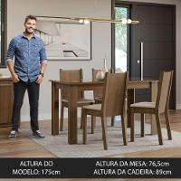 Conjunto Jantar Mesa Vidro 4 Cadeiras Rústico/Sintético Bege - 7