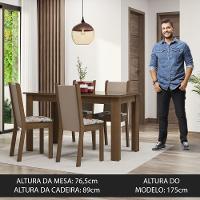 Conjunto Sala De Jantar Mesa Tampo De Vidro 4 Cadeiras Rustic/crema/hibiscos Suzy Madesa - 7