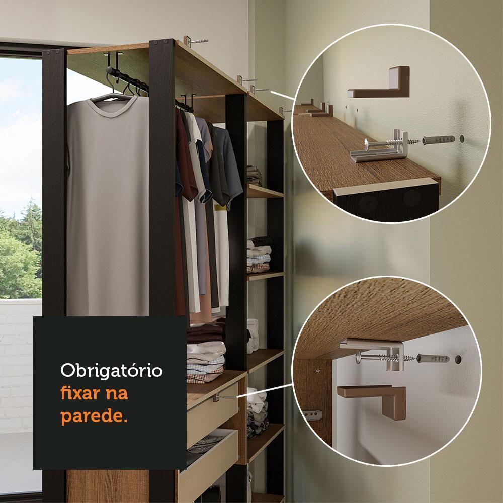 Guarda-roupa Closet Modulado Valencia 4 Gavetas 358cm Rustic/preto Madesa 04 Rustic/preto - 3