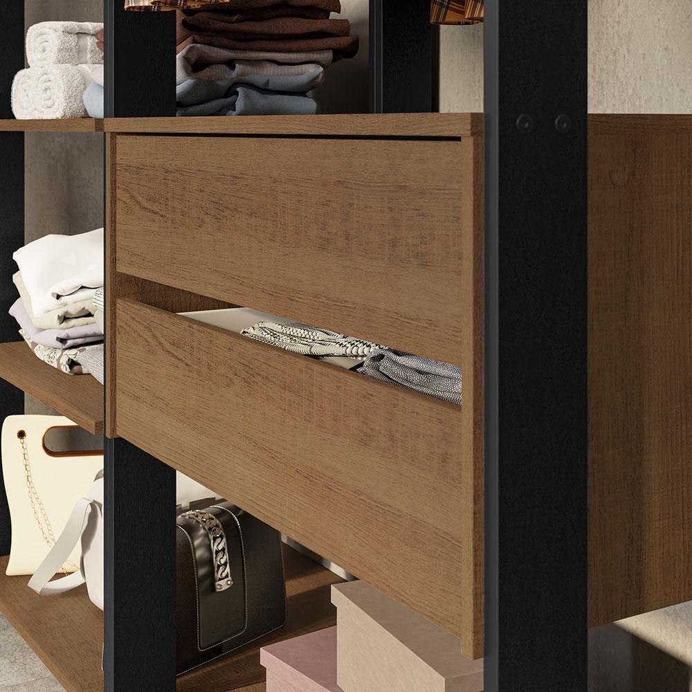 Guarda-roupa Closet Modulado Valencia 4 Gavetas 358cm Rustic/preto Madesa 04 Rustic/preto - 8