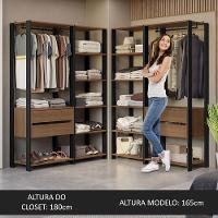 Guarda-roupa Closet Modulado Valencia 4 Gavetas 358cm Rustic/preto Madesa 04 Rustic/preto