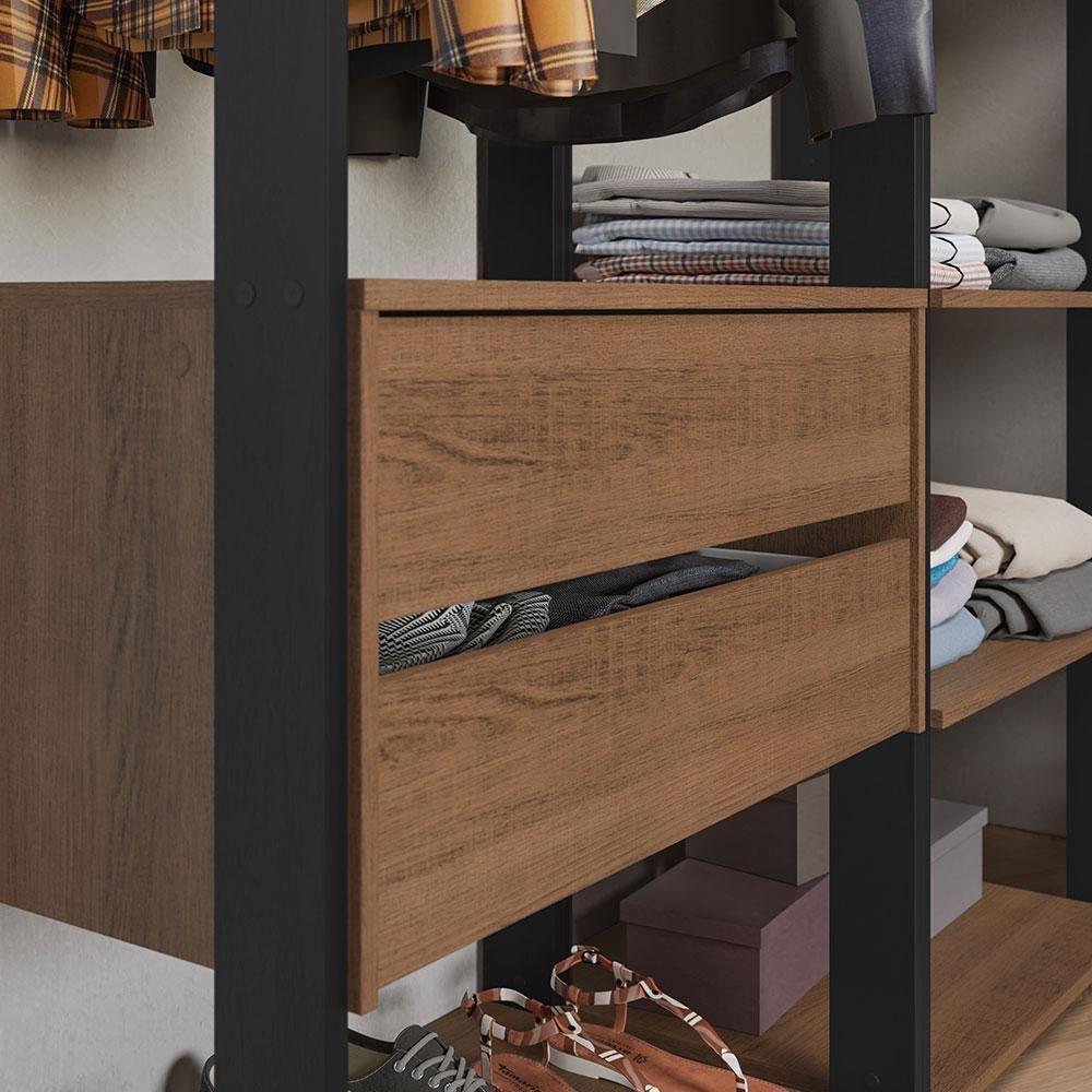 Guarda-roupa Closet Modulado Valencia 2 Gavetas 337cm Rustic/preto Madesa 05 Rustic/preto - 2