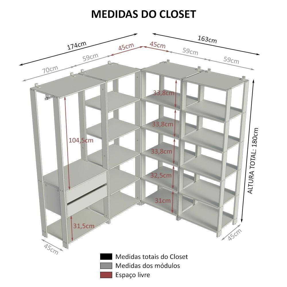 Guarda-roupa Closet Modulado Valencia 2 Gavetas 337cm Rustic/preto Madesa 05 Rustic/preto - 7