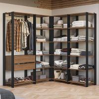 Guarda-roupa Closet Modulado Valencia 2 Gavetas 337cm Rustic/preto Madesa 05 Rustic/preto - 1