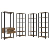 Guarda-roupa Closet Modulado Valencia 2 Gavetas 337cm Rustic/preto Madesa 05 Rustic/preto - 6