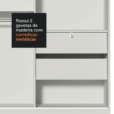 Guarda Roupa Luke Max 2 Portas de Correr 2 Gavetas Branco com Espelho Madesa