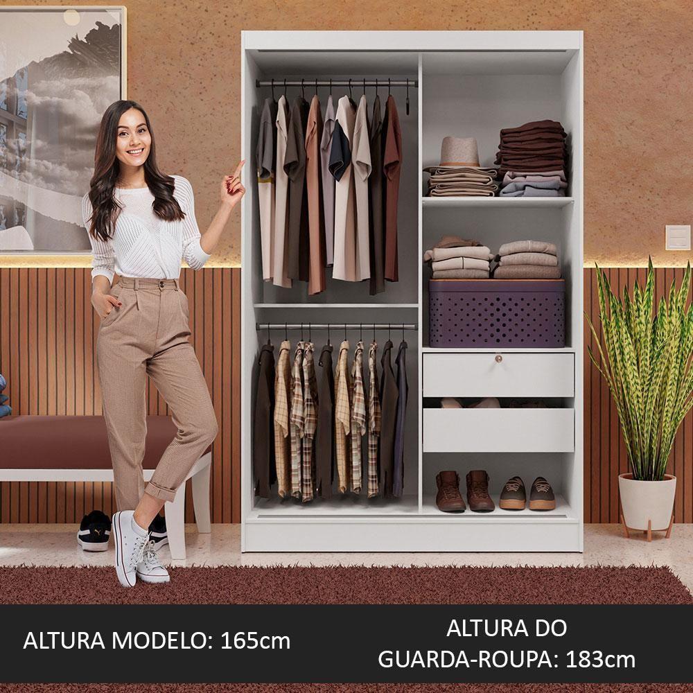 Guarda-roupa 2 Portas De Correr Branco Max Madesa Branco - 6