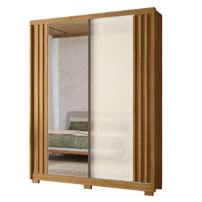 Guarda Roupa Solteiro Colorado 2 Portas Correr 3 Gavetas Freijó-Off White Moval