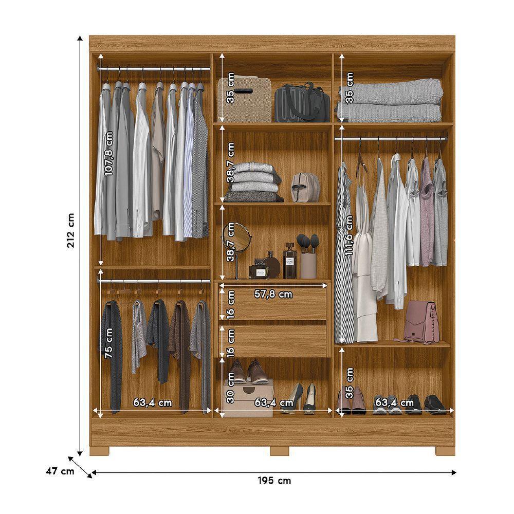 Guarda Roupas Casal Ripado 6 Portas 2 Gavetas Freijó/off White Valença Moval Freijo Off - 2