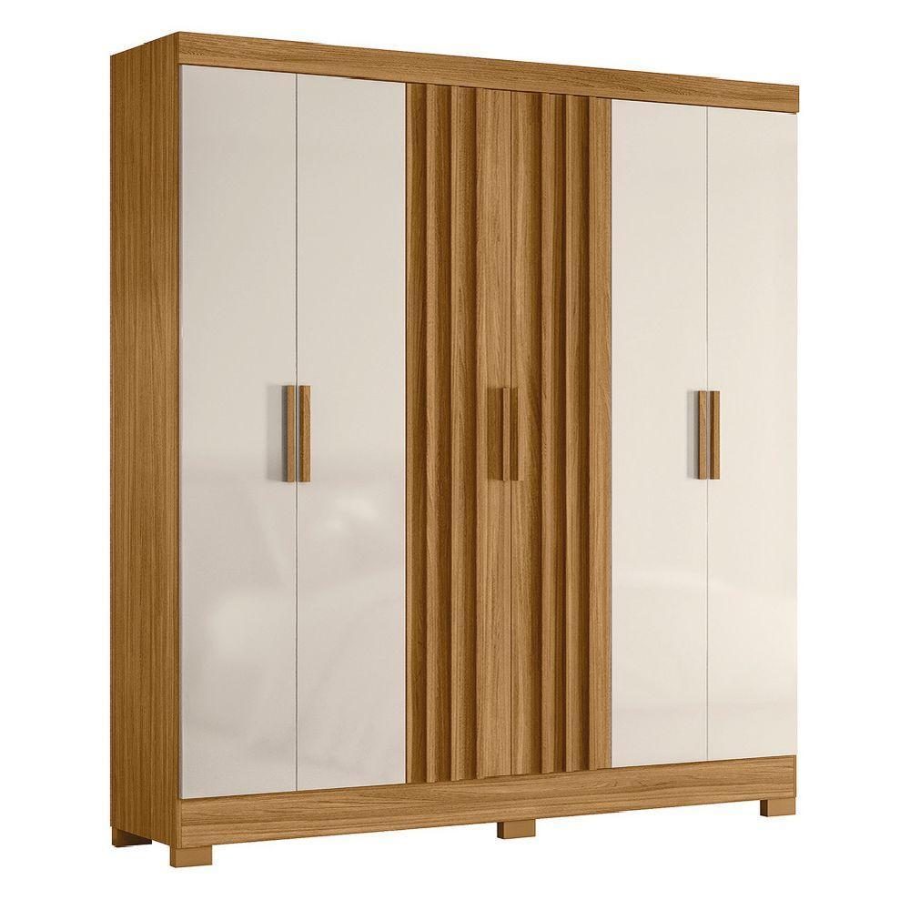 Guarda Roupas Casal Ripado 6 Portas 2 Gavetas Freijó/off White Valença Moval Freijo Off - 4