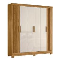 Guarda Roupas Casal Ripado 6 Portas 2 Gavetas Freijó/off White Valença Moval Freijo Off - 1