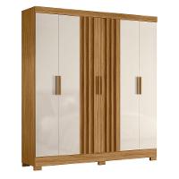 Guarda Roupas Casal Ripado 6 Portas 2 Gavetas Freijó/off White Valença Moval Freijo Off