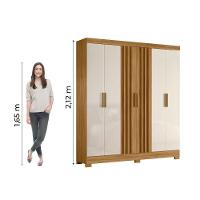 Guarda Roupas Casal Ripado 6 Portas 2 Gavetas Freijó/off White Valença Moval Freijo Off - 5