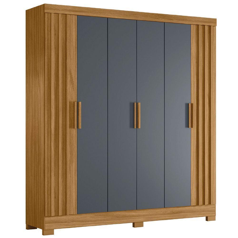 Guarda Roupas Casal Ripado 6 Portas 2 Gavetas Freijó/cinza Valença Moval - 1