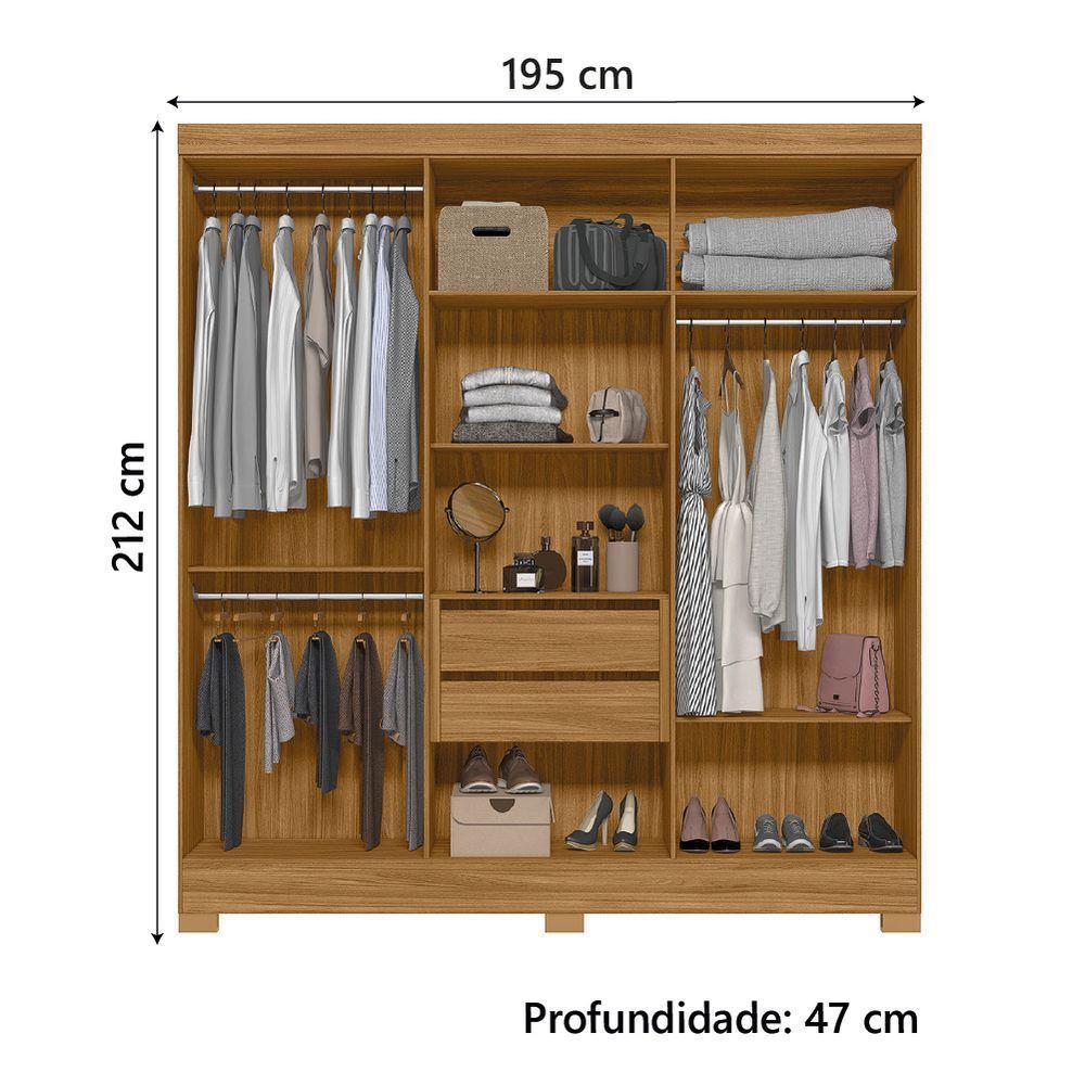 Guarda Roupas Casal Ripado 6 Portas 2 Gavetas Freijó/cinza Valença Moval - 6