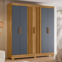 Guarda Roupas Casal Ripado 6 Portas 2 Gavetas Freijó/cinza Valença Moval