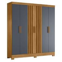 Guarda Roupas Casal Ripado 6 Portas 2 Gavetas Freijó/cinza Valença Moval - 5