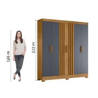 Guarda Roupas Casal Ripado 6 Portas 2 Gavetas Freijó/cinza Valença Moval - 7