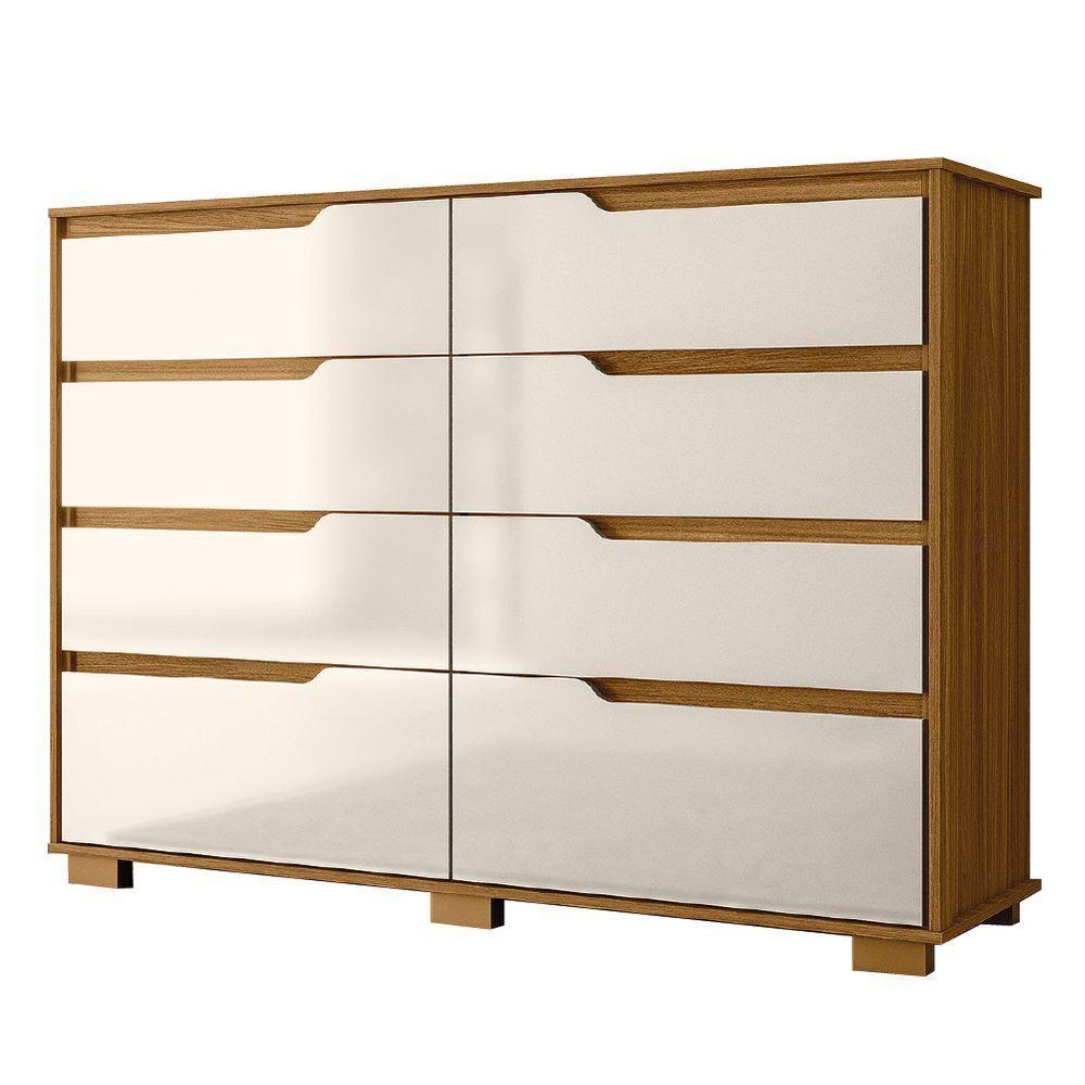 Cômoda 8 Gavetas Geórgia Freijó/off White Moval - 1