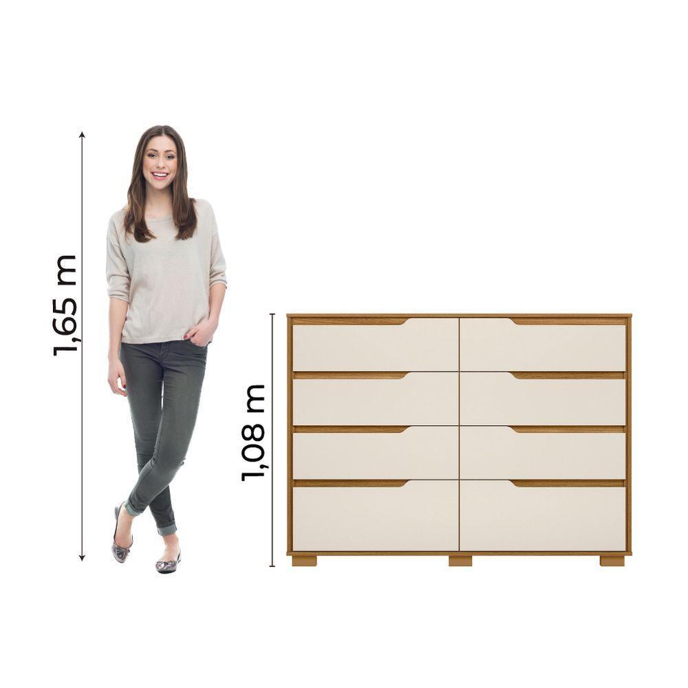 Cômoda 8 Gavetas Geórgia Freijó/off White Moval - 3