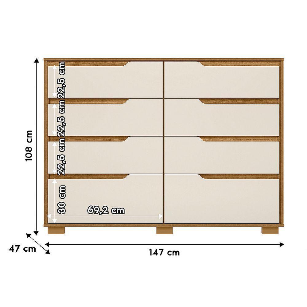 Cômoda 8 Gavetas Geórgia Freijó/off White Moval - 5