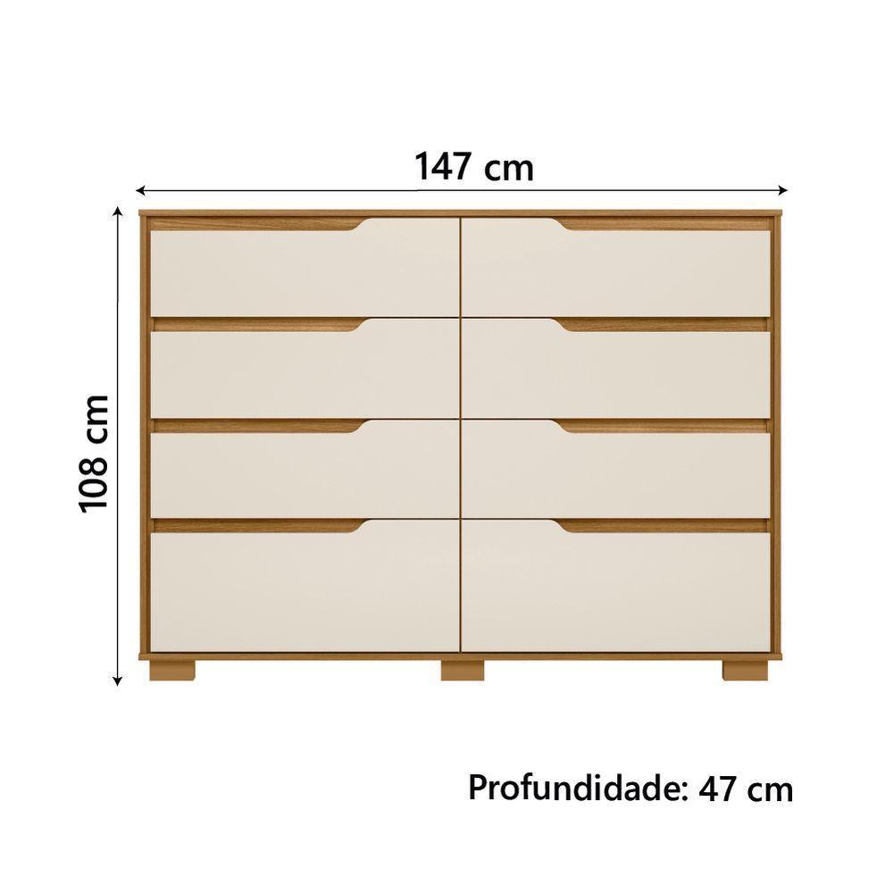Cômoda 8 Gavetas Geórgia Freijó/off White Moval - 6