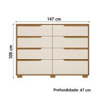 Cômoda 8 Gavetas Geórgia Freijó/off White Moval - 6