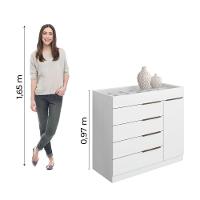Cômoda 5 Gavetas Com Porta Joias Organizador Tampo De Vidro Sevilha Aramóveis Branco - 2