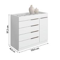 Cômoda 5 Gavetas Com Porta Joias Organizador Tampo De Vidro Sevilha Aramóveis Branco