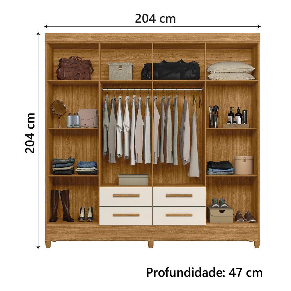 Guarda Roupas Casal 8 Portas 4 Gavetas Freijó/off White Flórida Moval - 5