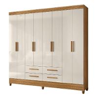 Guarda Roupas Casal 8 Portas 4 Gavetas Freijó/off White Flórida Moval - 1