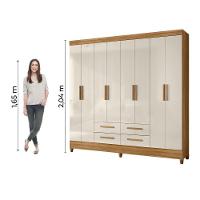 Guarda Roupas Casal 8 Portas 4 Gavetas Freijó/off White Flórida Moval - 2