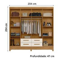 Guarda Roupas Casal 8 Portas 4 Gavetas Freijó/off White Flórida Moval - 5