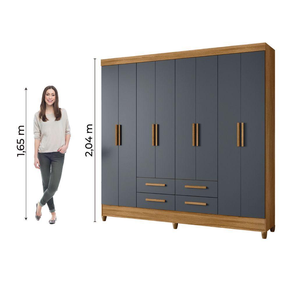 Guarda Roupas Casal 8 Portas 4 Gavetas Freijó/cinza Flórida Moval Freijo - 2