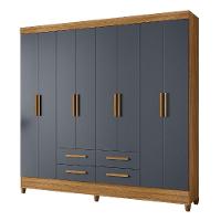 Guarda Roupas Casal 8 Portas 4 Gavetas Freijó/cinza Flórida Moval Freijo - 1