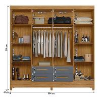 Guarda Roupas Casal 8 Portas 4 Gavetas Freijó/cinza Flórida Moval Freijo