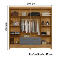 Guarda Roupas Casal 8 Portas 4 Gavetas Freijó/cinza Flórida Moval Freijo - 5