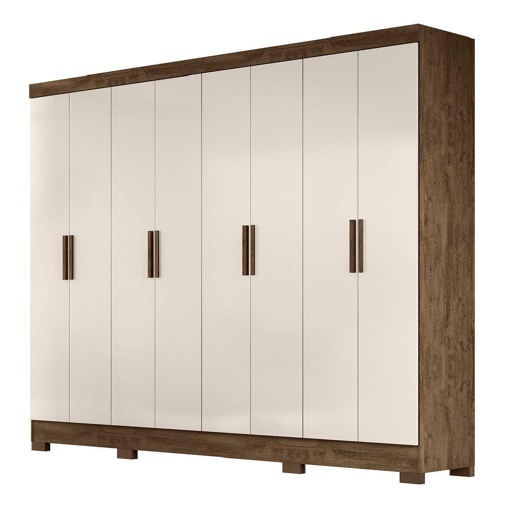 Guarda Roupas Casal 8 Portas 4 Gavetas Diplomata Moval Castanho / Baunilha Castanho-wood/baunilha - 1