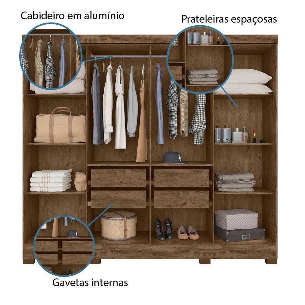 Guarda Roupas Casal 8 Portas 4 Gavetas Diplomata Moval Castanho / Baunilha Castanho-wood/baunilha - 3