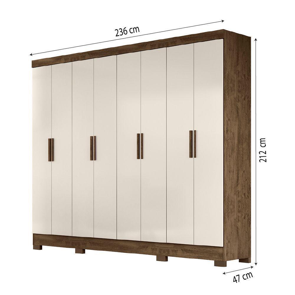 Guarda Roupas Casal 8 Portas 4 Gavetas Diplomata Moval Castanho / Baunilha Castanho-wood/baunilha - 4